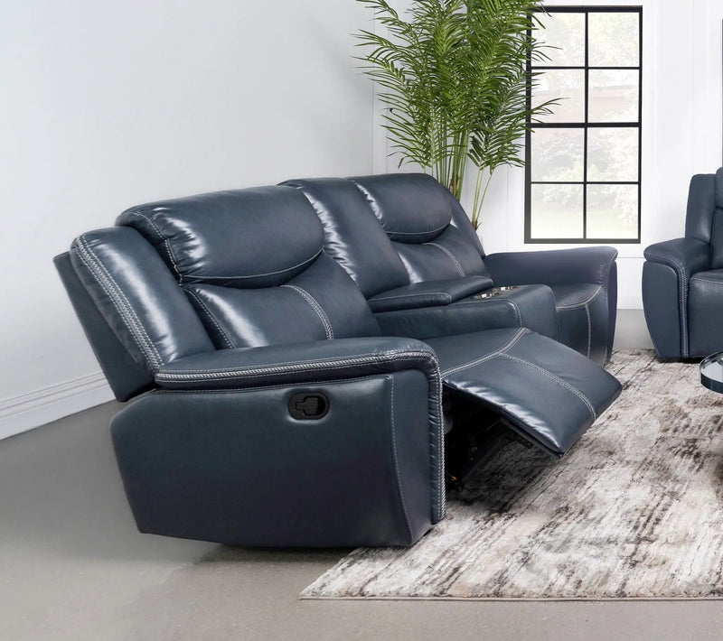 Sloane Upholstered Padded Arm Reclining Loveseat Blue by Unique Piece Furniture