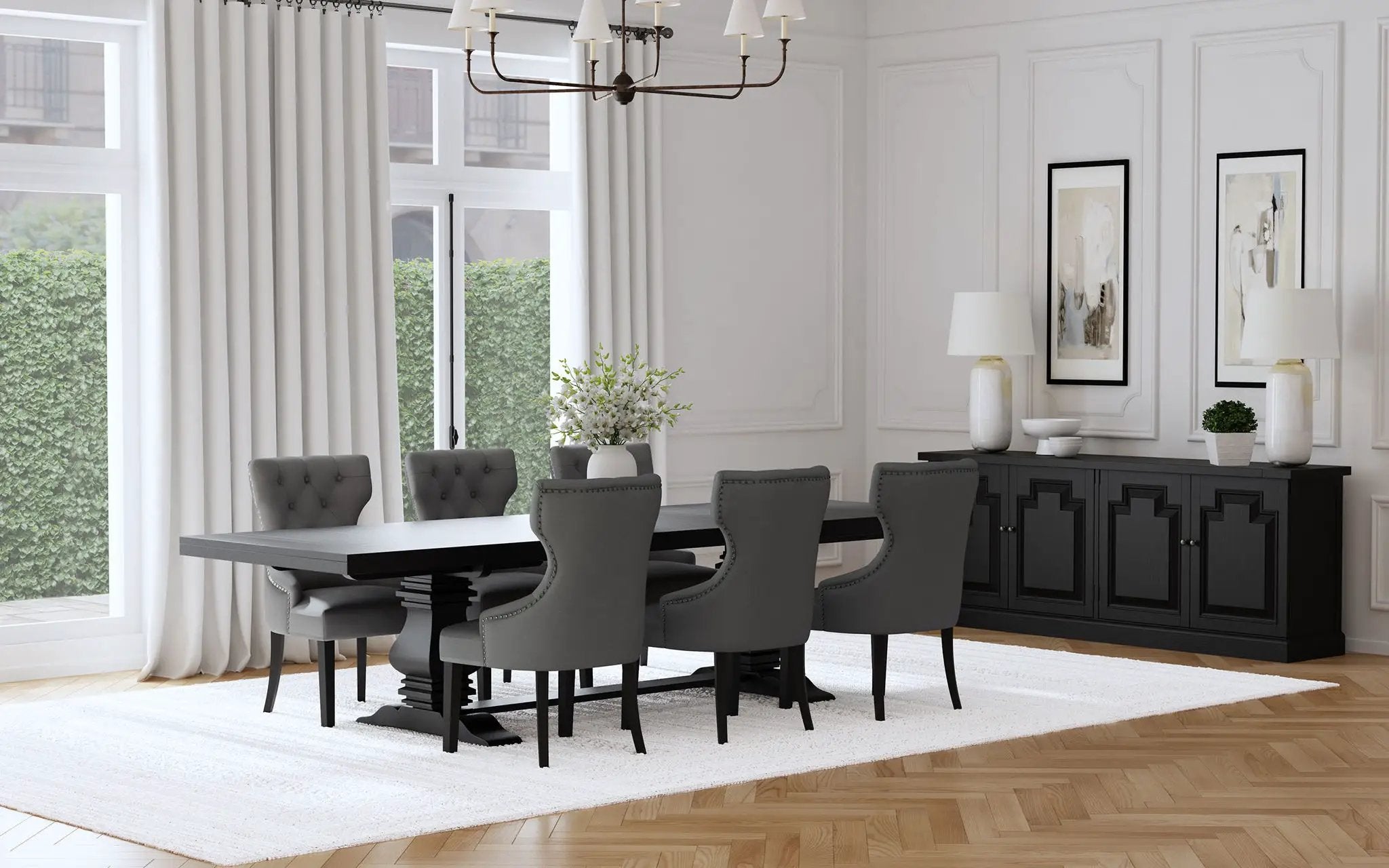 Florence 7-piece 126-inch Extension Dining Table Set Grey by Unique Piece Furniture