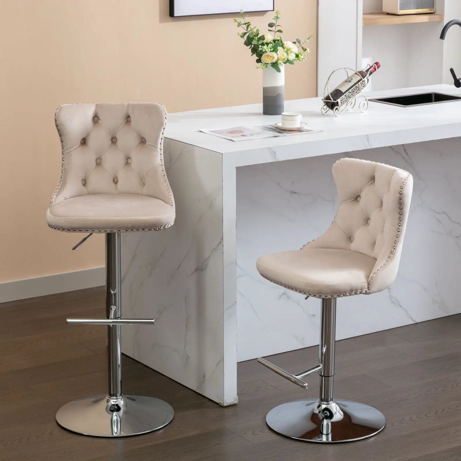 Swivel Adjustable Height Barstools Set of 2 by HouseOfZazla