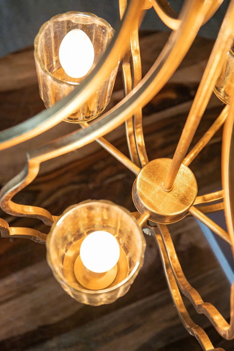 4 Light Metal Chandelier, Hanging Light Fixture With Adjustable Chain For Kitchen, Bulb Not Included - Gold by HouseOfZazla