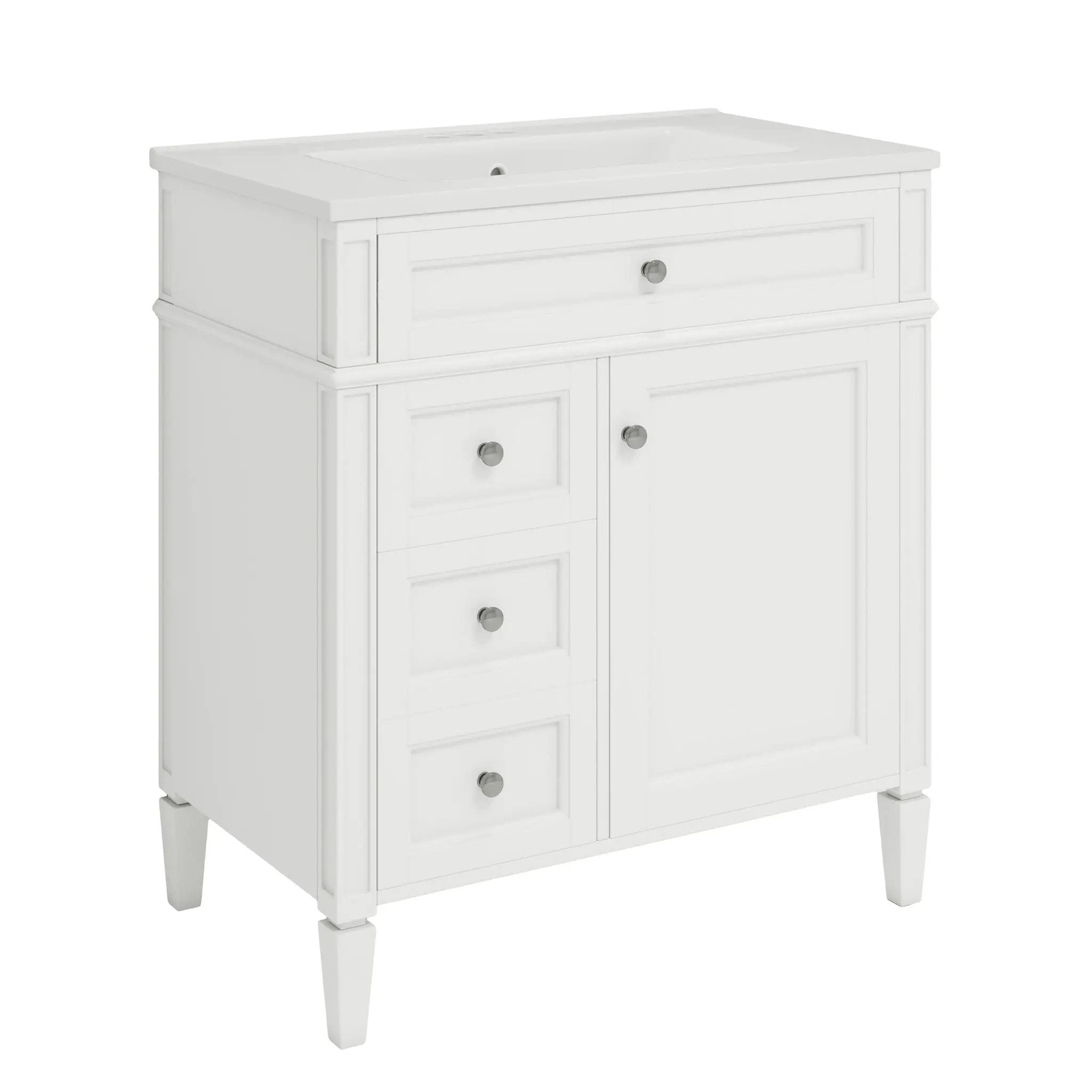 Bathroom Vanity With Top Sink, Modern Bathroom Storage Cabinet With 2 Drawers And A Tip-Out Drawer by HouseOfZazla