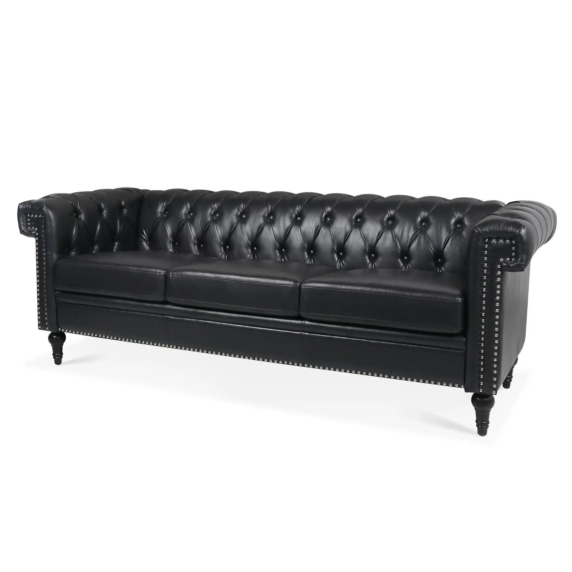 Traditional Square Arm Removable Cushion 3 Seater Sofa by HouseOfZazla