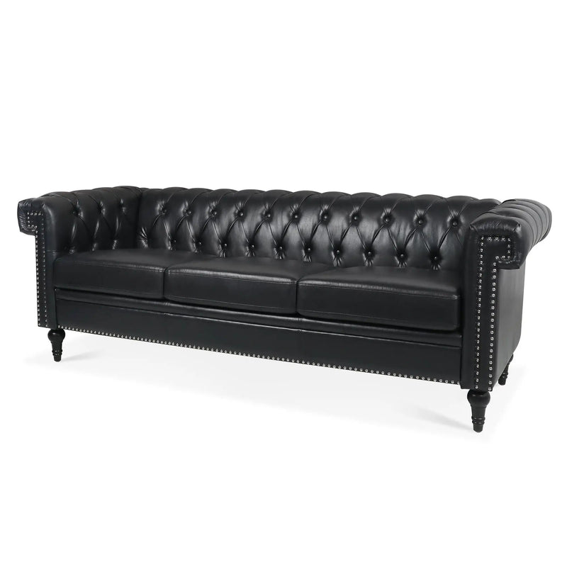 Traditional Square Arm Removable Cushion 3 Seater Sofa by HouseOfZazla