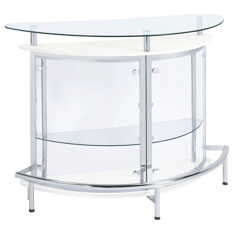 Strick - Freestanding Glass Top Home Bar Wine Cabinet - White by HouseOfZazla