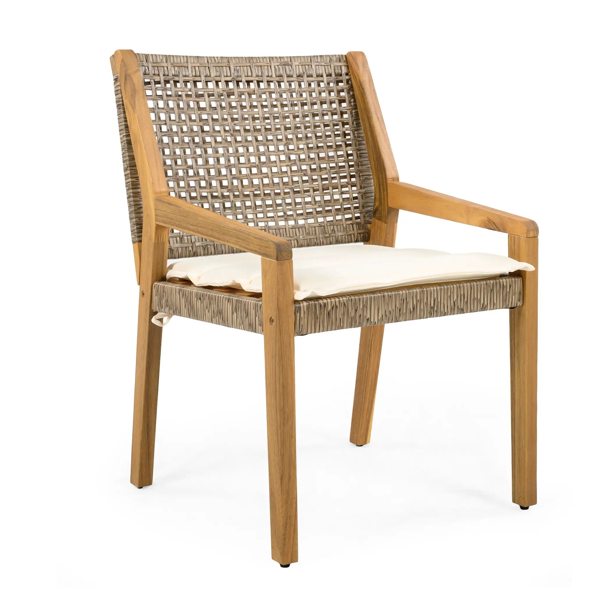 Outdoor Dining Chair Set - Acacia Wood and Wicker by HouseOfZazla