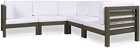 OANA 5-Piece V Shape Sofa Set, White by HouseOfZazla
