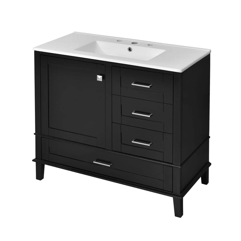 Bathroom Vanity, Modern Bathroom Cabinet With Sink Combo Set, Bathroom Storage Cabinet With A Soft Closing Door And 3 Drawers, Solid Wood Frame by HouseOfZazla