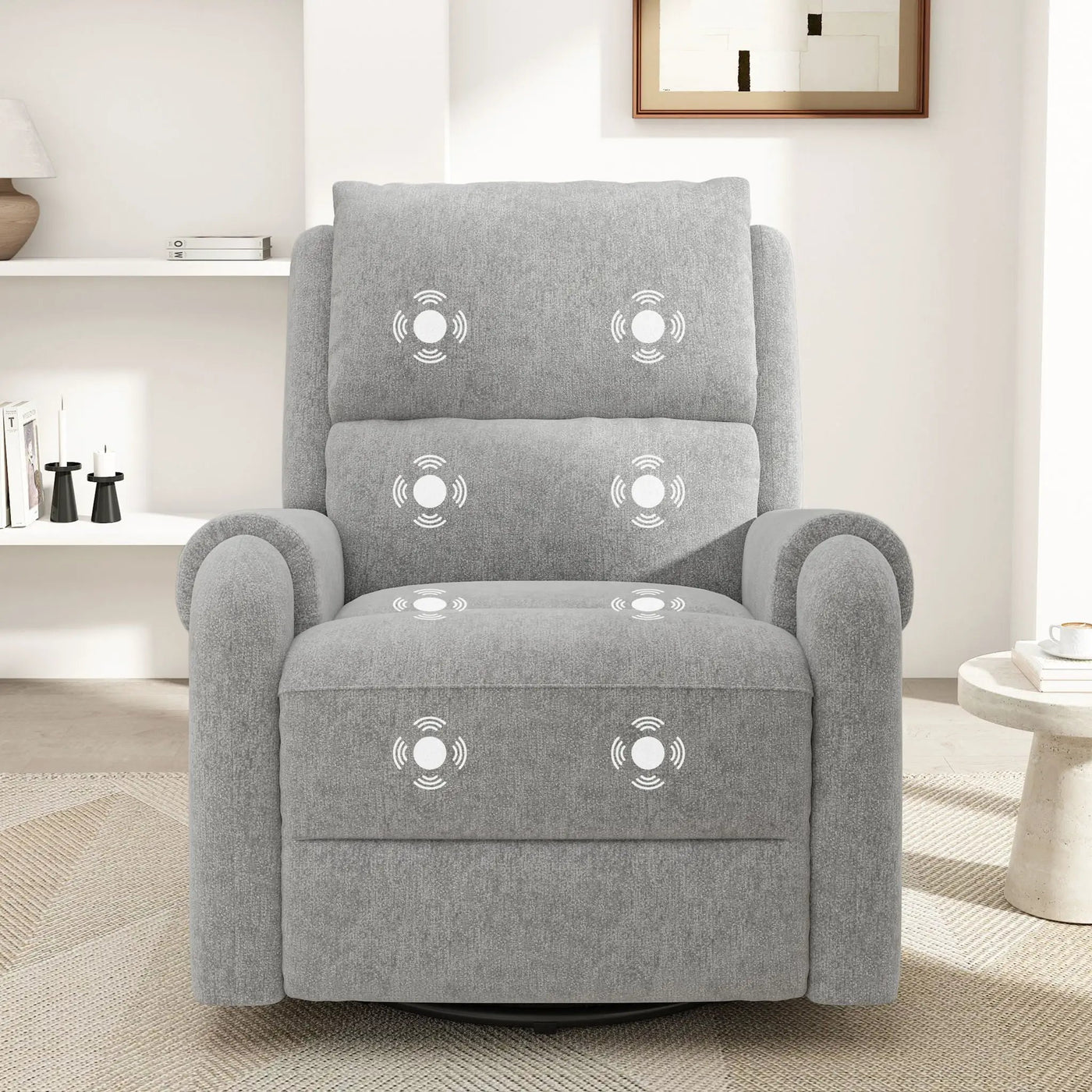 Manual Recliner Massage Chair With Swivel Rocker, 8 Massage Modes, Side Storage Pocket by Unique Piece Furniture