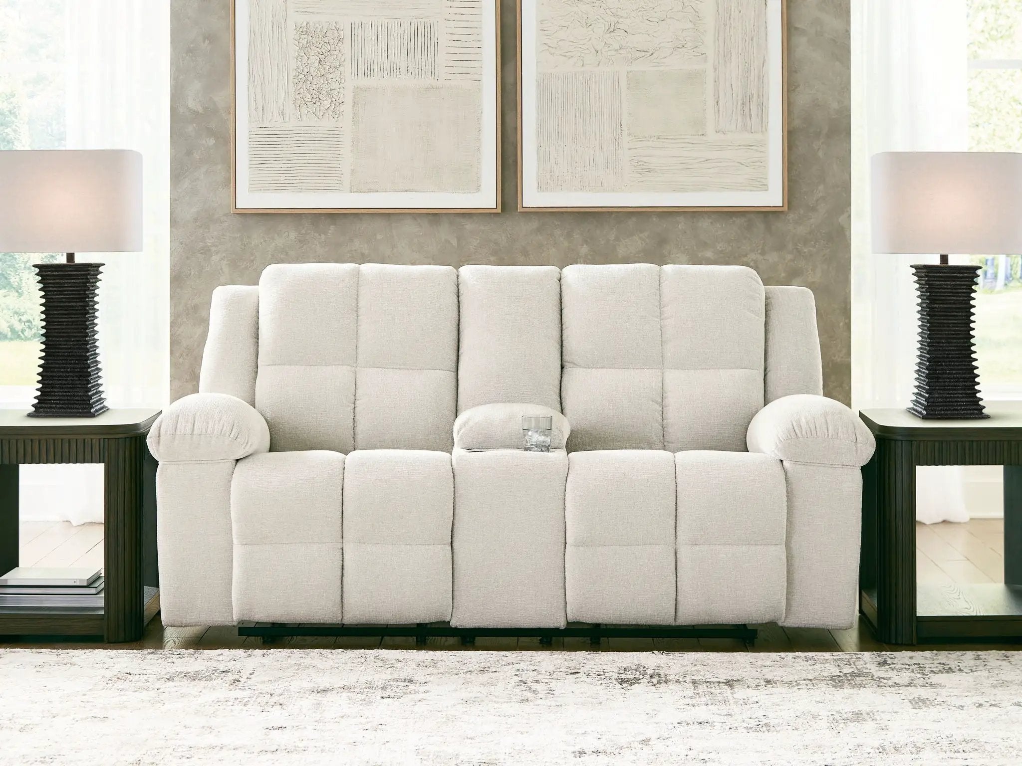 Orlen - Double Reclining Loveseat With Console - Winter by Unique Piece Furniture