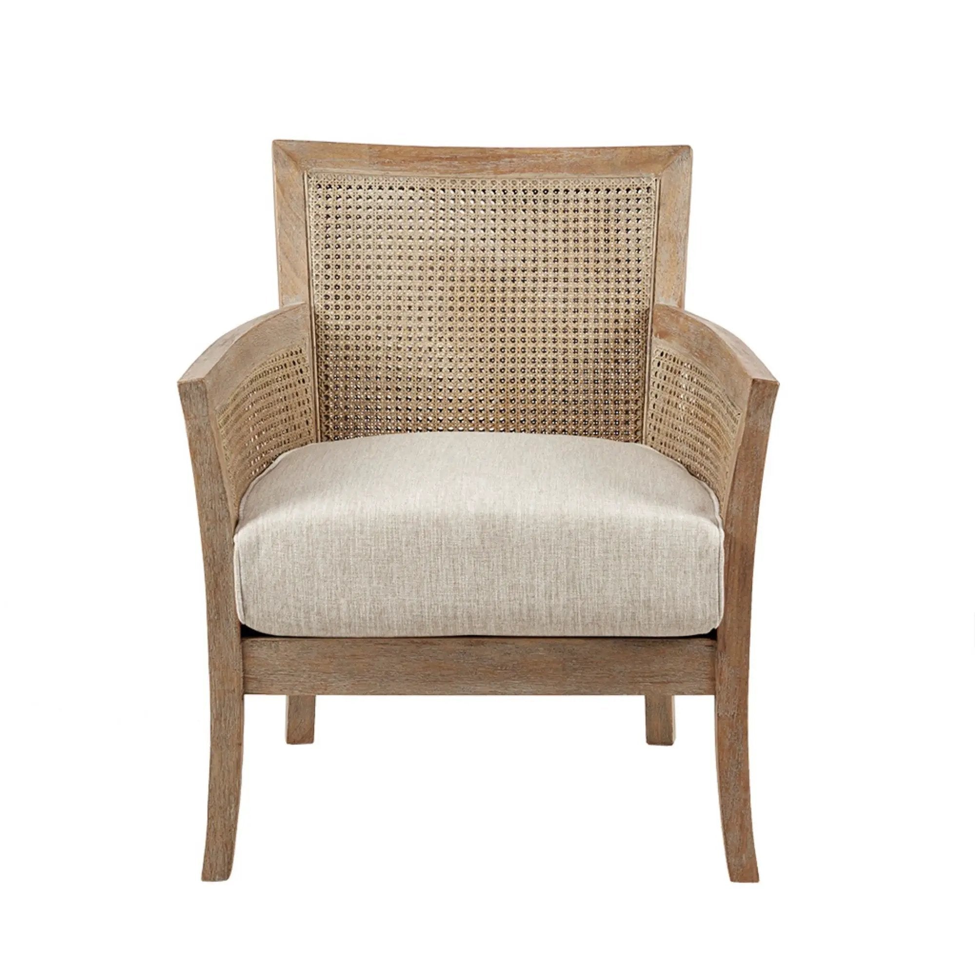 Cane Armchair With High Density Foam - Cream / Reclaimed Natural by HouseOfZazla