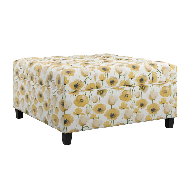 Floral Storage Ottoman With Traditional Design - Gold by HouseOfZazla