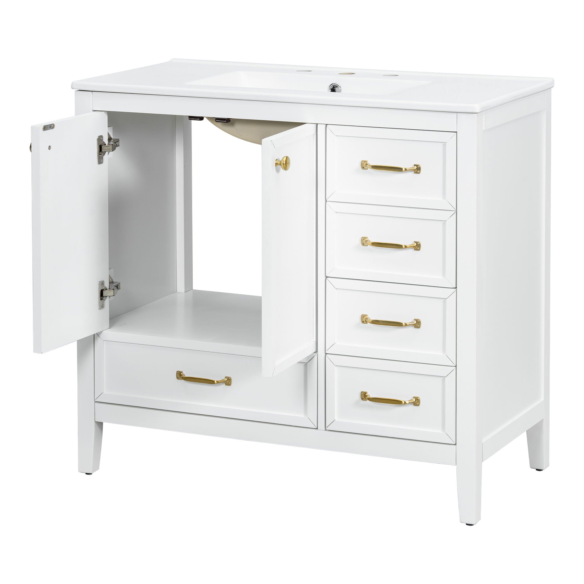 Elegant Vintage Bathroom Vanity With Sink and Soft Closing Drawers by HouseOfZazla