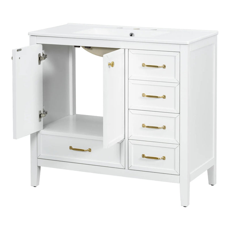 Elegant Vintage Bathroom Vanity With Sink and Soft Closing Drawers by HouseOfZazla