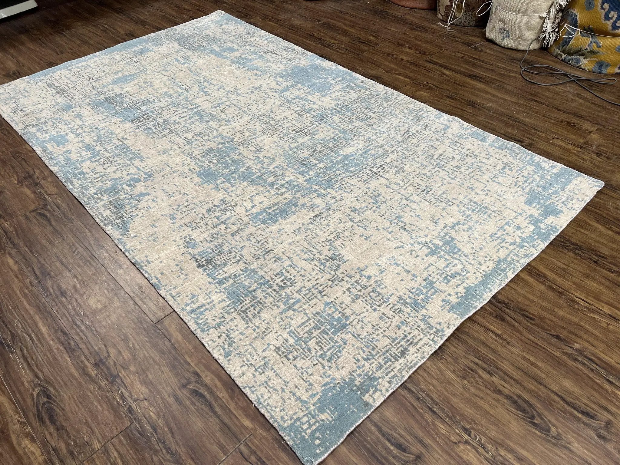 Modern Tibetan Rug 5x8 ft Light Blue and Gray Carpet, Contemporary Wool Rug, Handmade Nepali Rug, Raised Pattern, Tibet Area Rug, Nepal Rug by Jewel Rugs