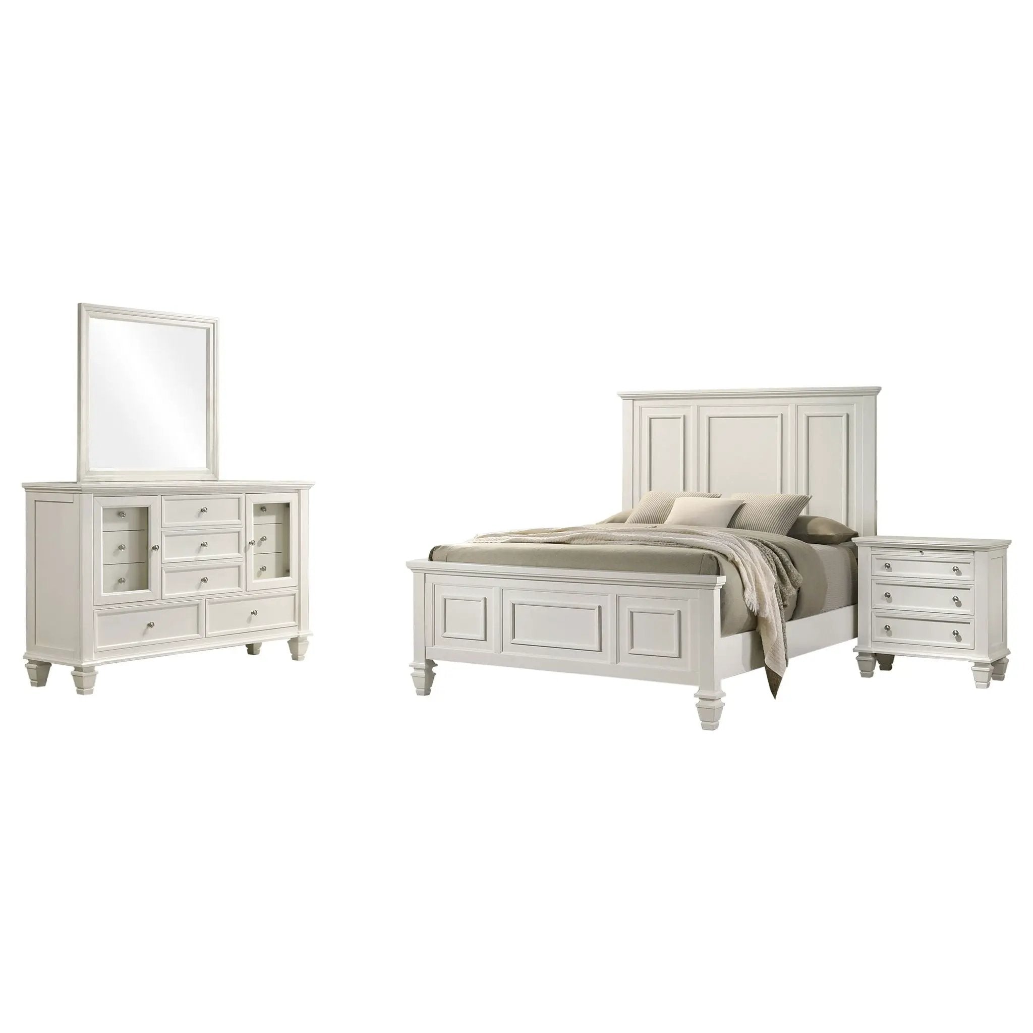 Sandy Beach 4-piece Eastern King Bedroom Set Cream White by Unique Piece Furniture