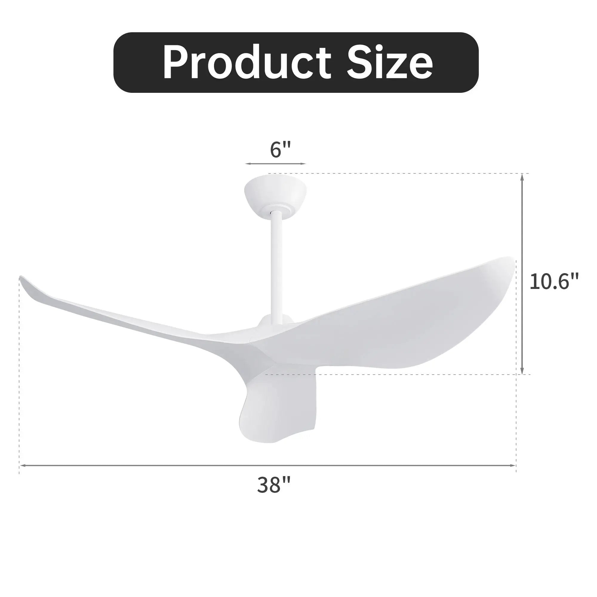 Ceiling Fan Without Light, DC Motor Remote Control Fan For Indoor / Outdoor Use - White by Unique Piece Furniture