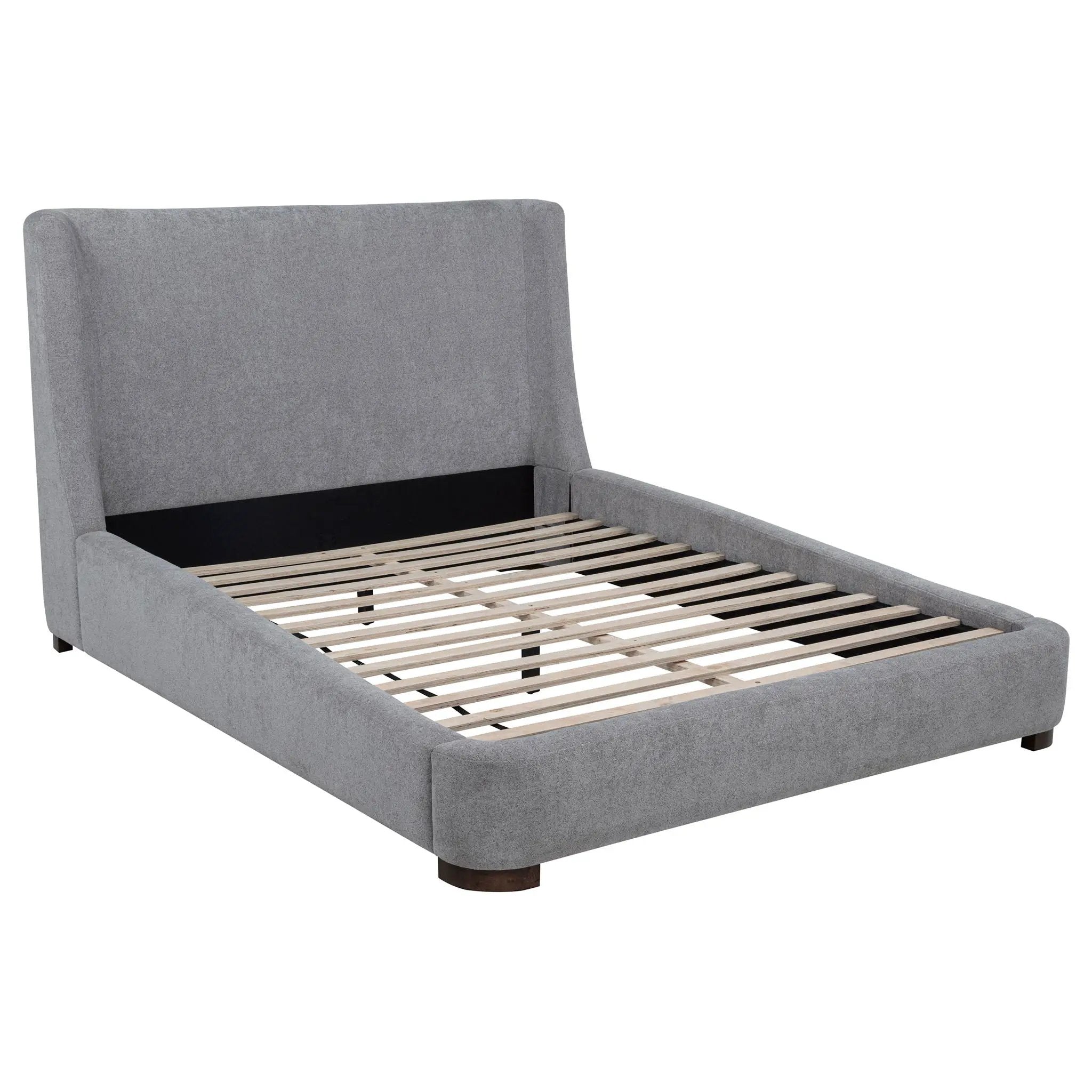 Rennes Upholstered Queen Wingback Platform Bed Grey by Unique Piece Furniture