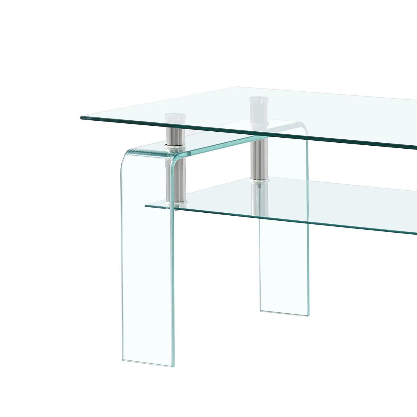 Modern Tempered Glass Coffee Table With 2 Tier Storage For Living Room by Unique Piece Furniture