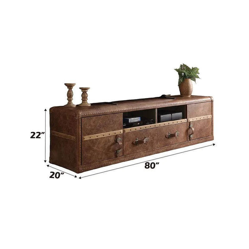 Aberdeen - TV Stand - Retro Brown Top Grain Leather by Unique Piece Furniture