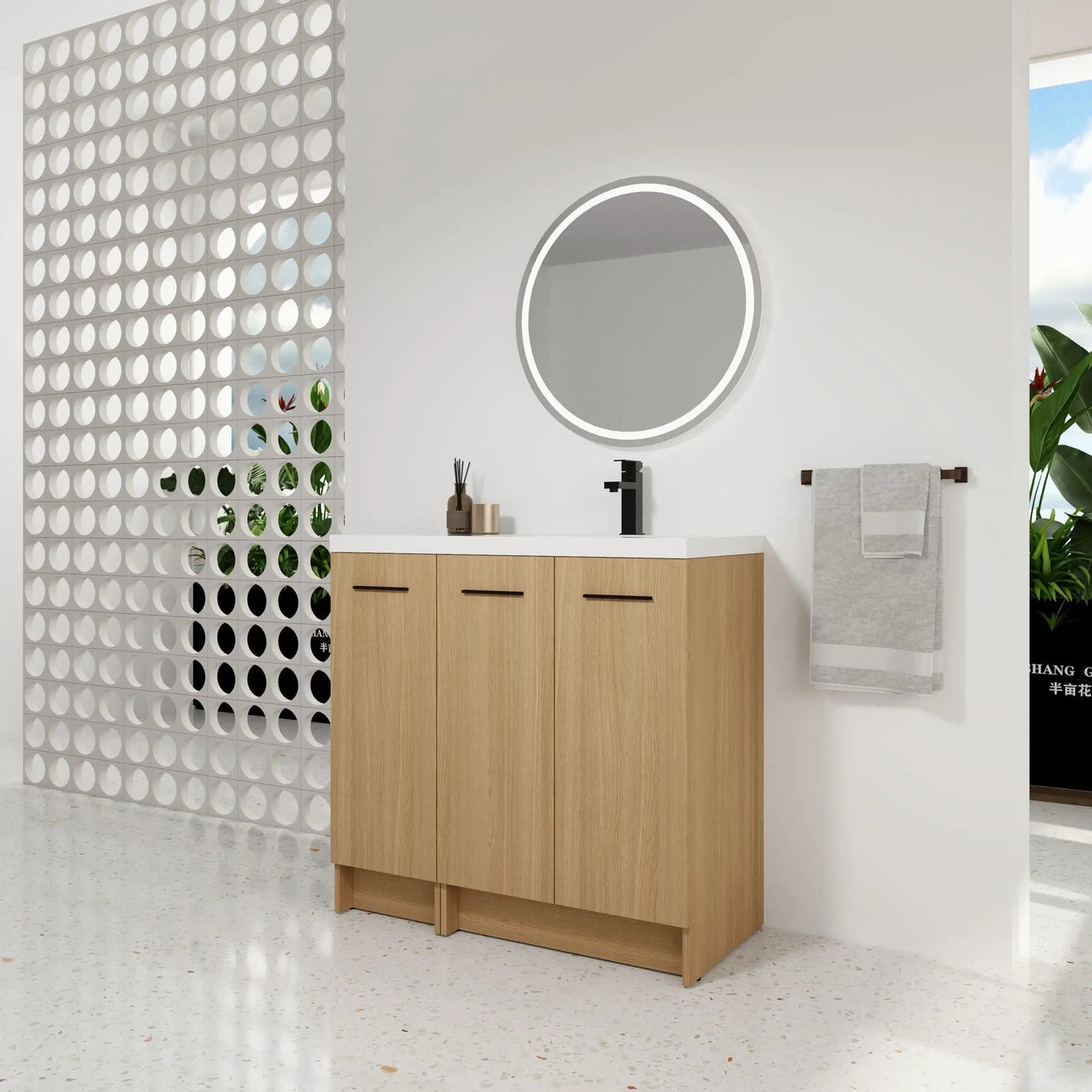 Wall Mounted Floating Bathroom Vanity With Sink, 3 Door Modular Cabinet by Unique Piece Furniture