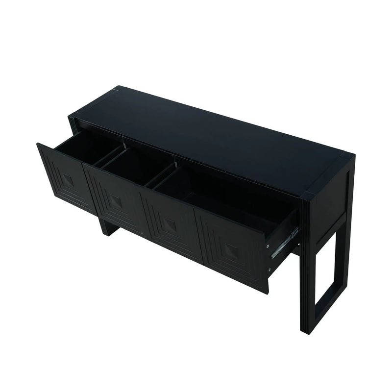 Geometric Carved Console Table With 3 Soft Close Drawers by HouseOfZazla