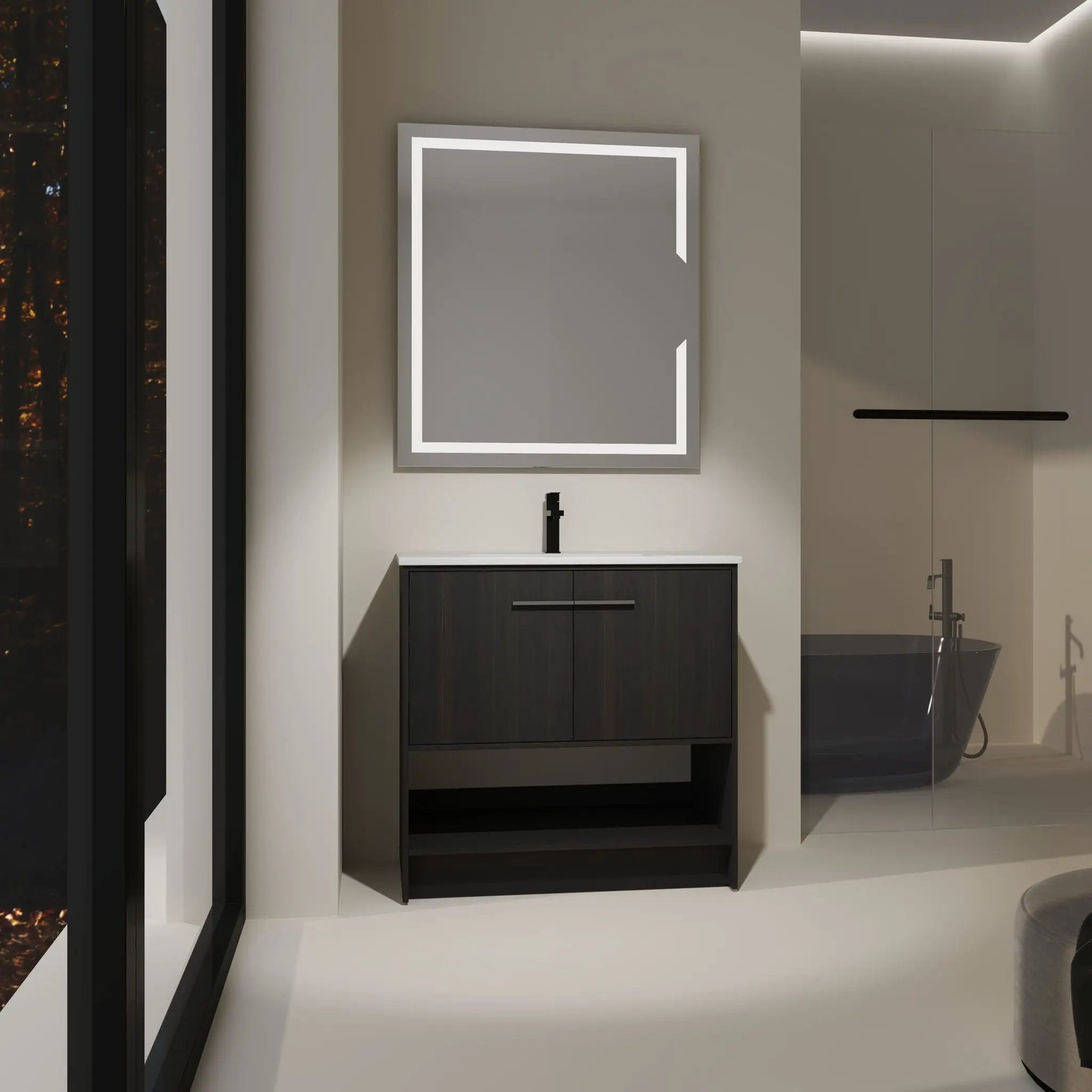 Modern Bathroom Vanity With Ceramic Sink, Freestanding Cabinet, Soft Closing Doors by Unique Piece Furniture