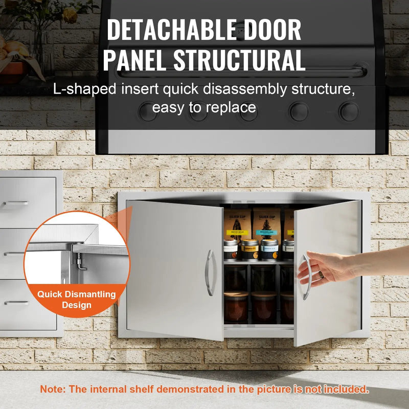 BBQ Access Door, 36W x 21H Inch Stainless Steel Outdoor Kitchen Door by HouseOfZazla