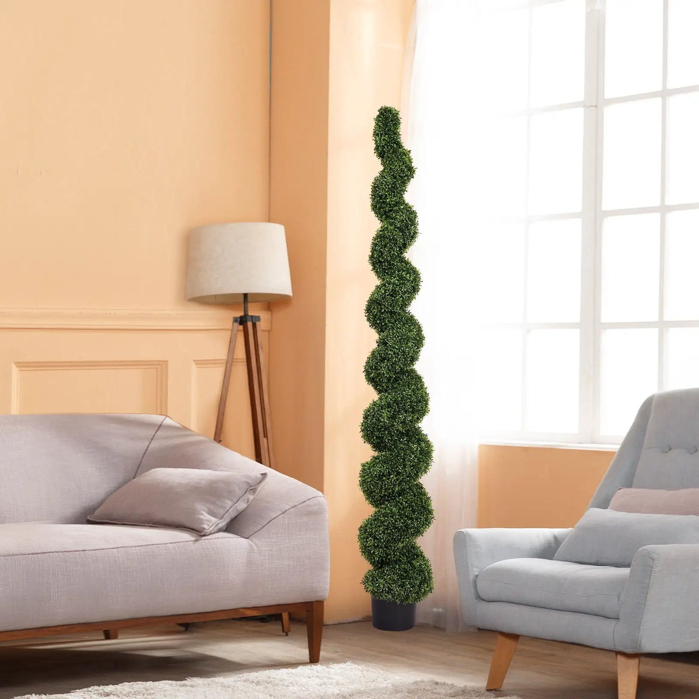 Artificial Outdoor UV Resistant Plastic Boxwood Topiary Spiral Tree by Unique Piece Furniture
