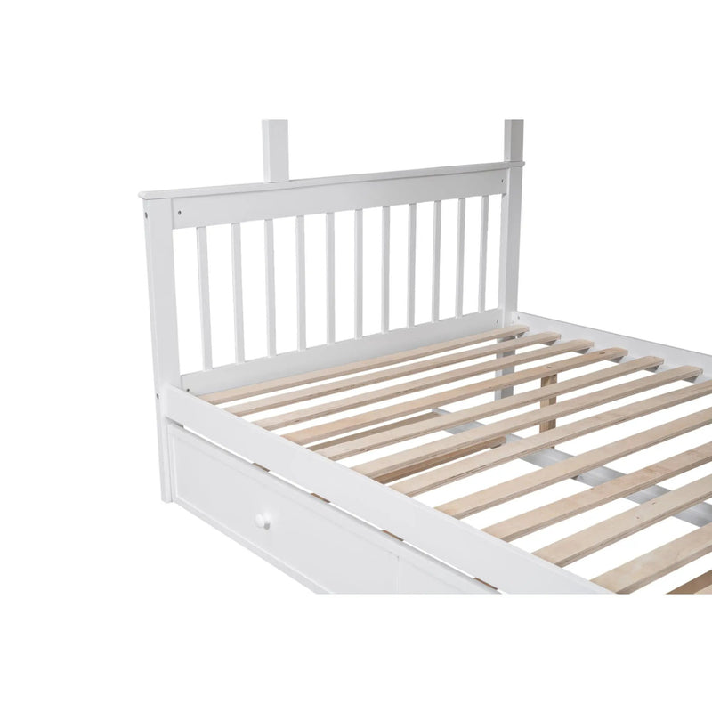 Bunk Bed With Twin Size Trundle, Storage And Guard Rail For Bedroom by HouseOfZazla