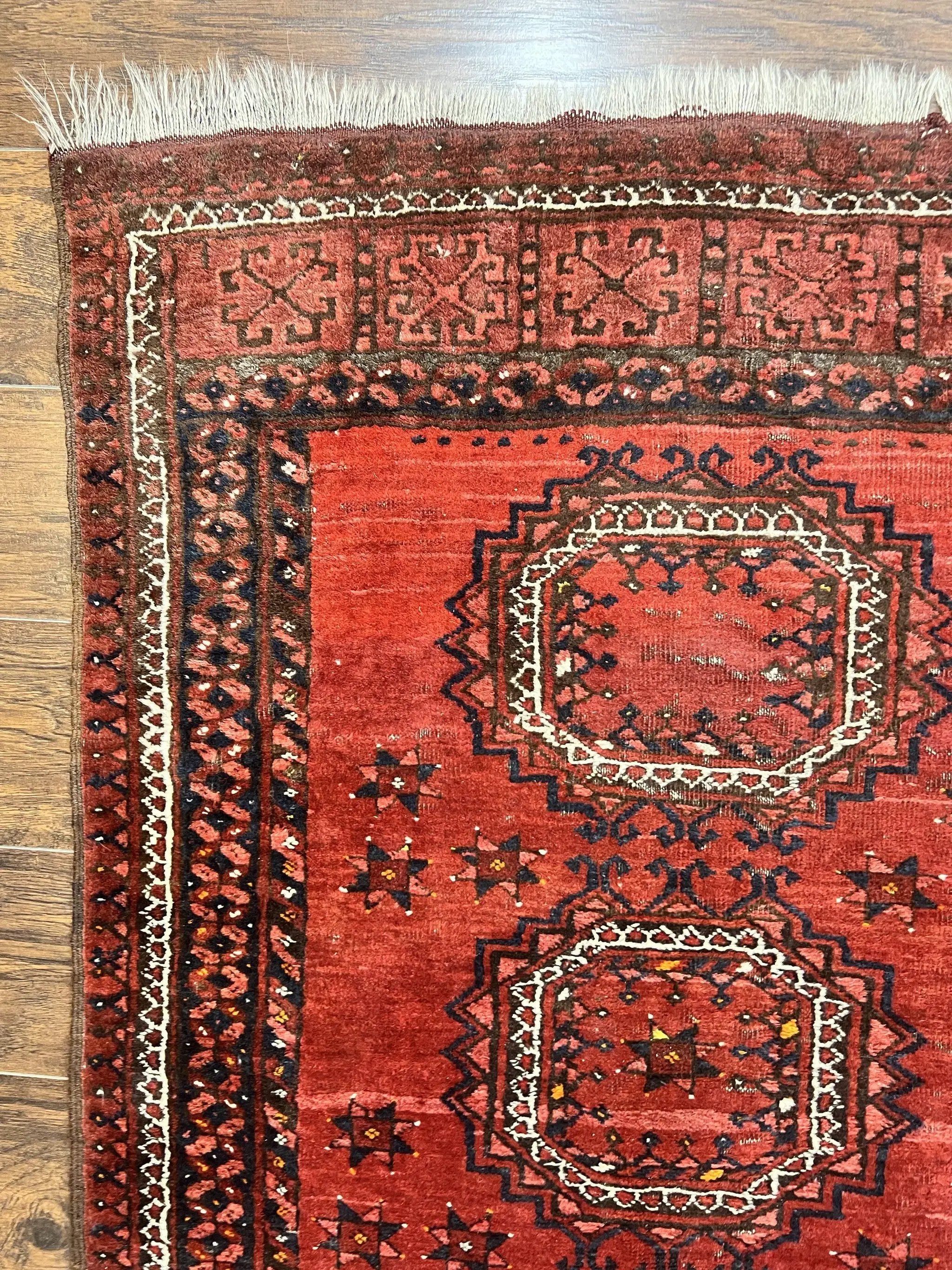 Afghan Rug 3x6, Semi Antique Vintage Oriental Carpet, Wool Handmade Red Rug, Tribal Rug, Afghan Beshir Rug by Jewel Rugs