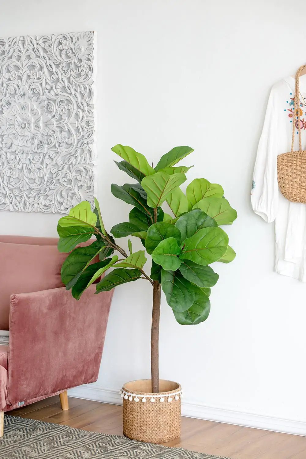 25x25x52"H Fiddle Fig Leaf Tree with 40 Leaves by HouseOfZazla