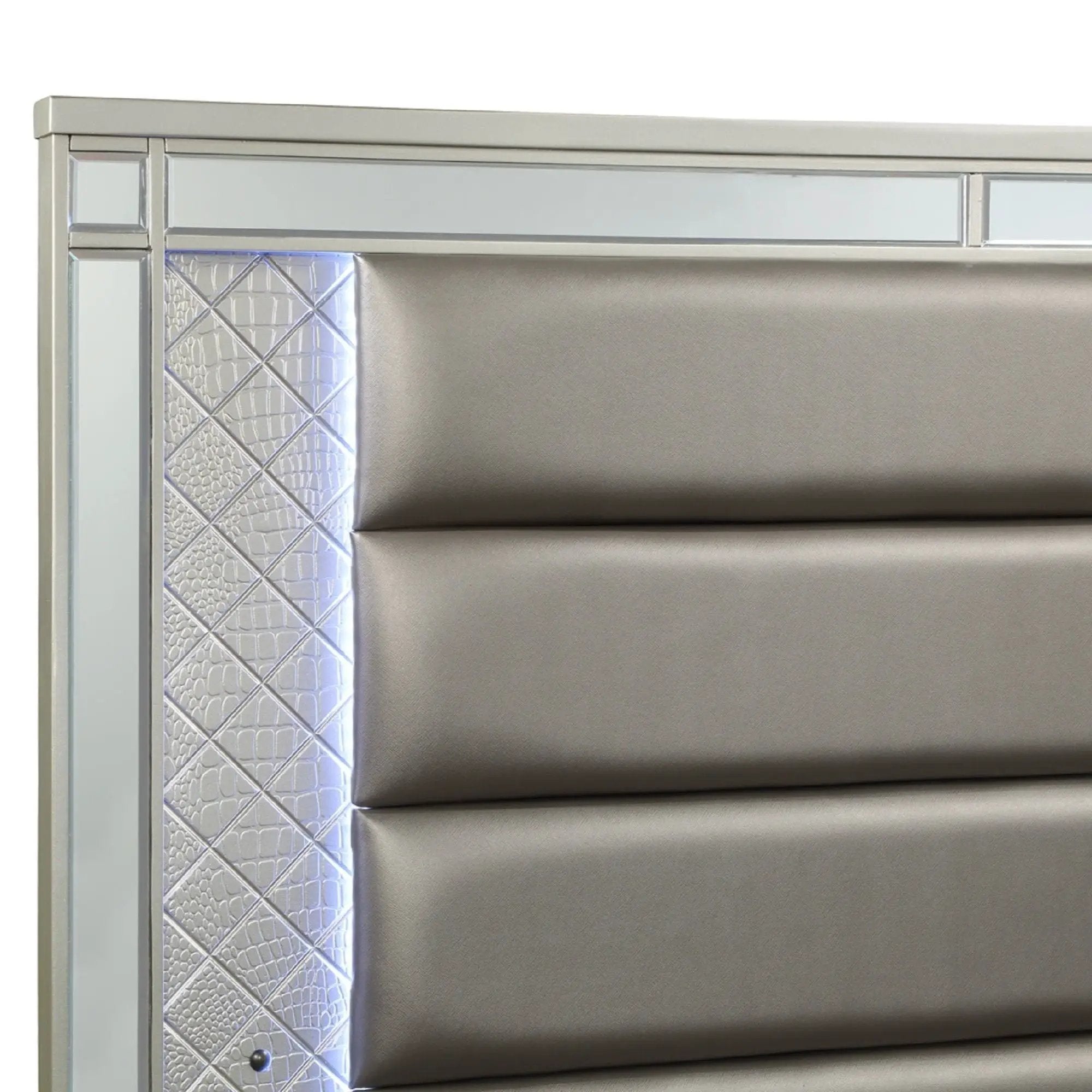 Modern Panel Bed Wit Tufted Design And Integrated LED Lighting by Unique Piece Furniture