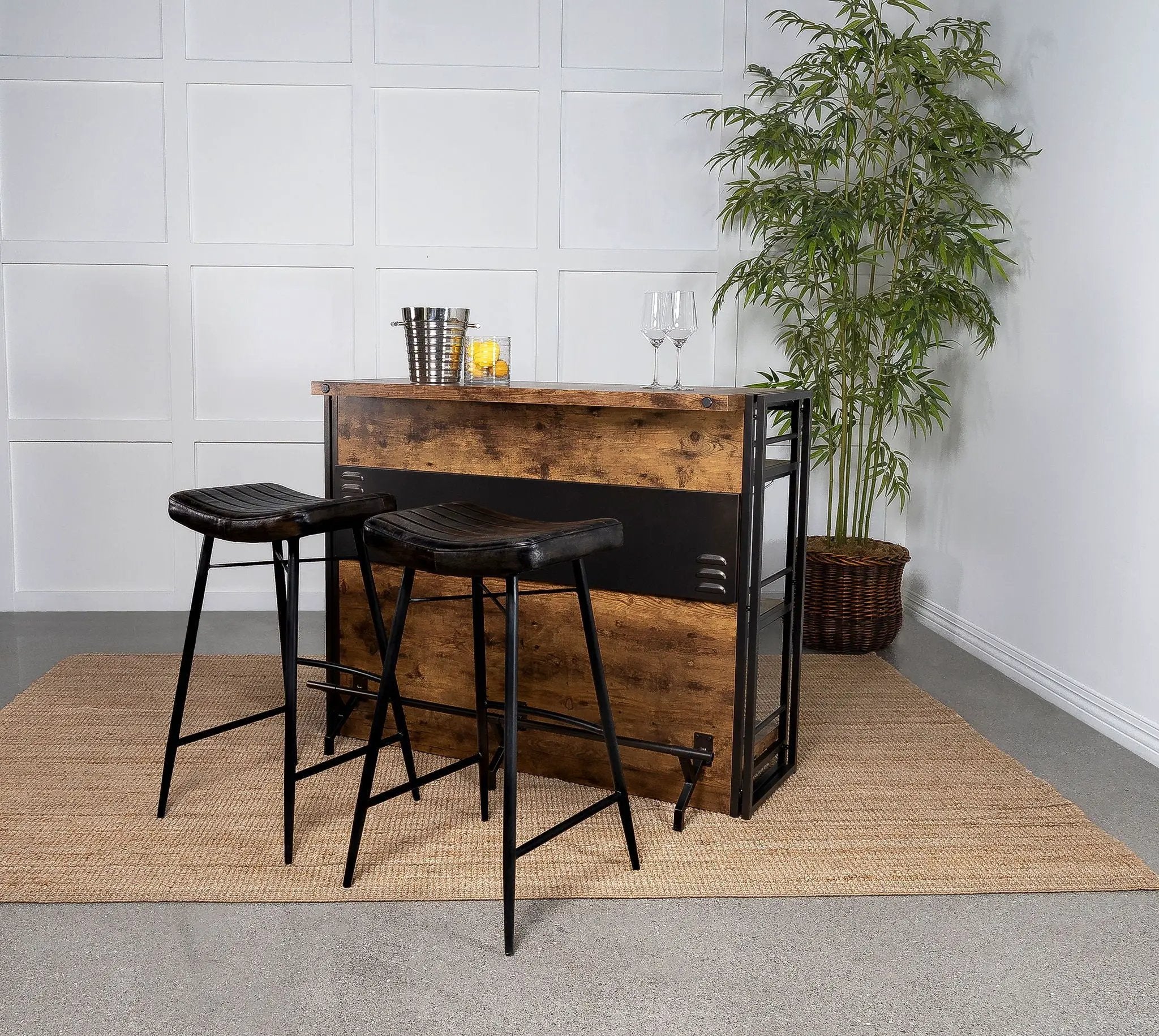 Bayu Leather Upholstered Bar Stool Espresso (Set of 2) by Unique Piece Furniture