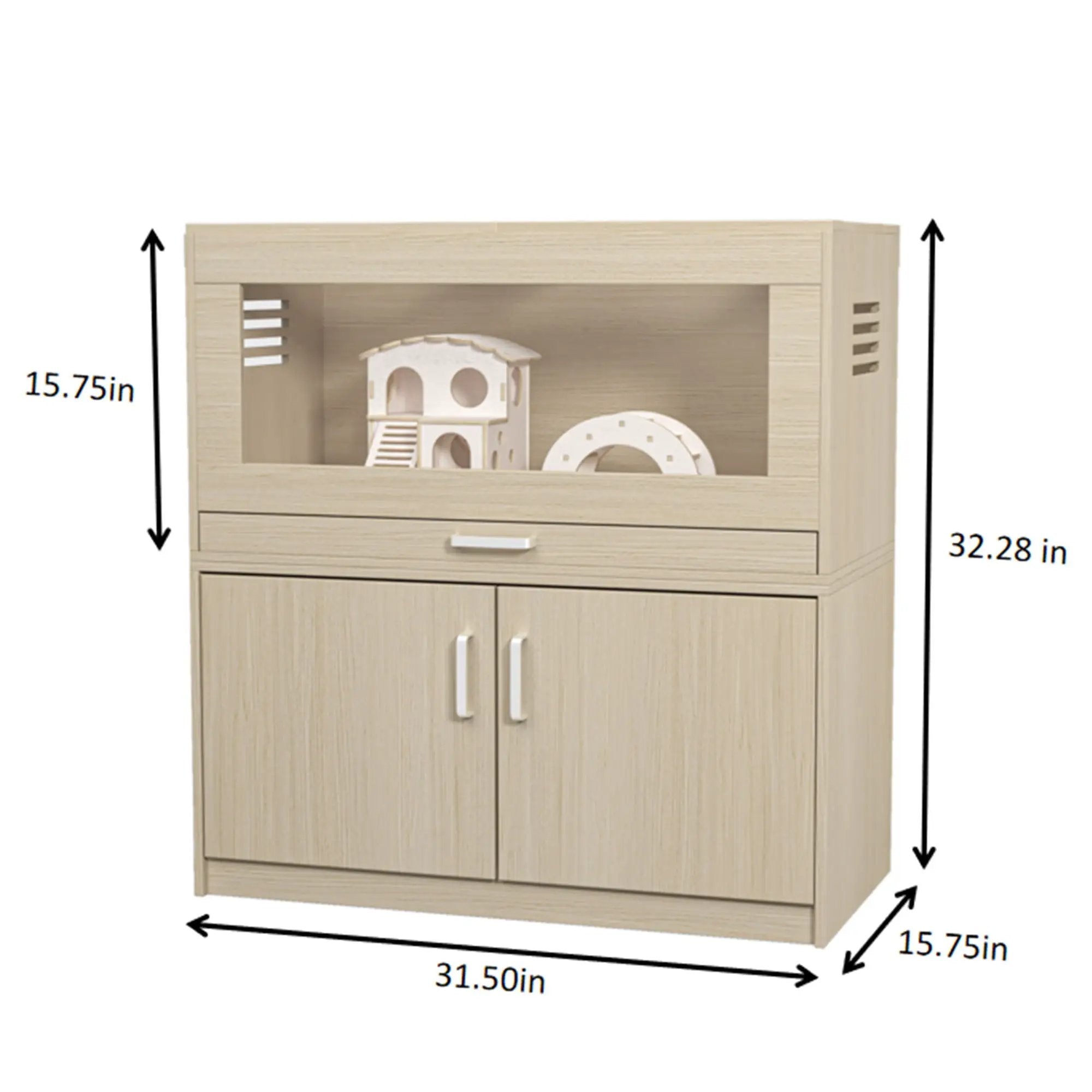 Guinea Pig Cages, Hamster Cage Wood With Independent Storage Cabinet, House For Rat Chinchilla With Guinea Pig Hutch And Bridge, Openable Top With Acrylic Sheets by HouseOfZazla