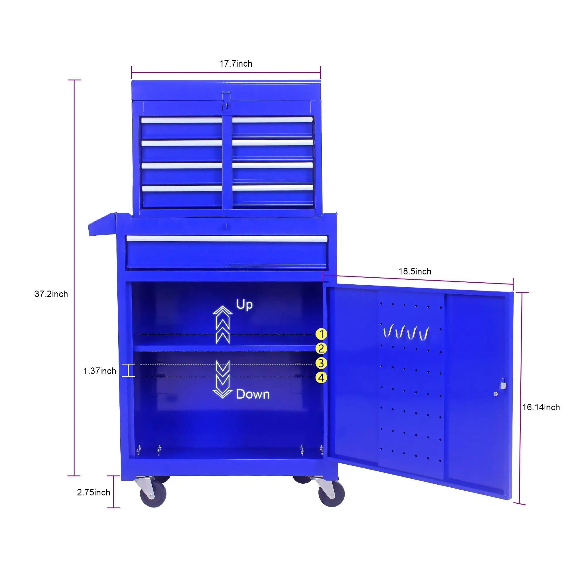 High Capacity Rolling Tool Chest With Wheels And Drawers, Storage Cabinet by HouseOfZazla