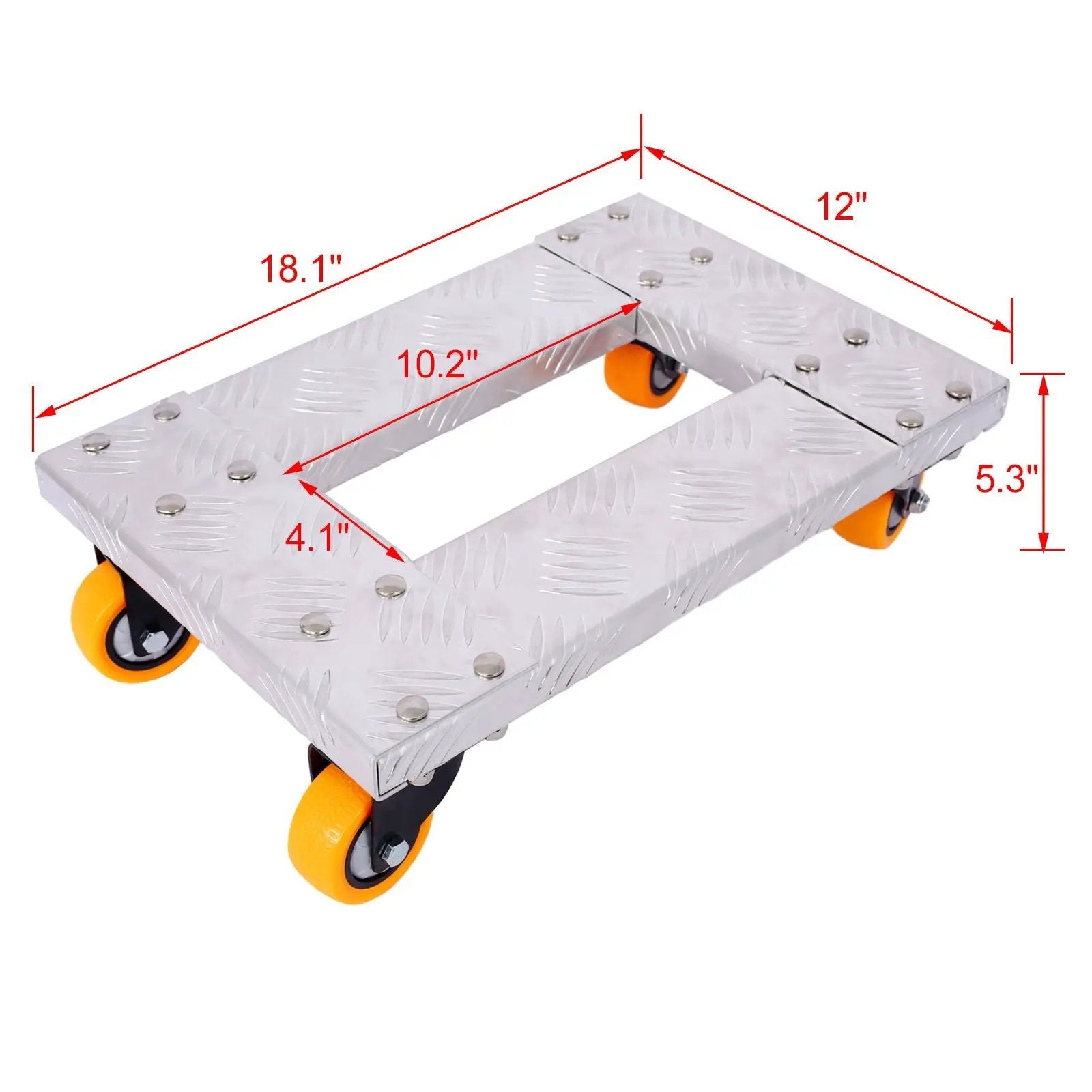 Heavy Duty Furniture Dolly Trolley Car, Aluminum Frame With 3" Tpu Professional Casters, Brake Option by Unique Piece Furniture