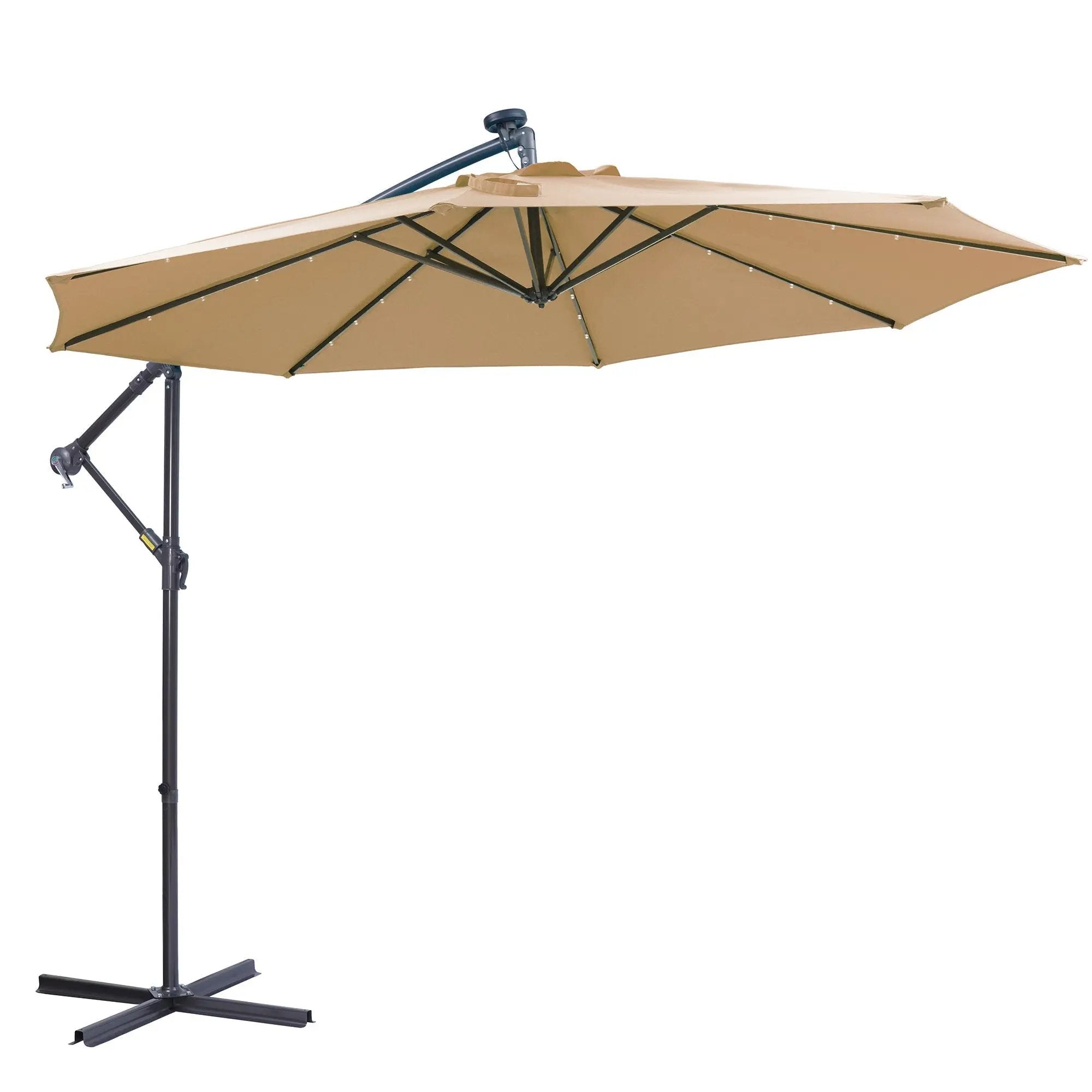Outdoor Cantilever Patio Umbrella with 32 LED Lights, 10 ft by HouseOfZazla