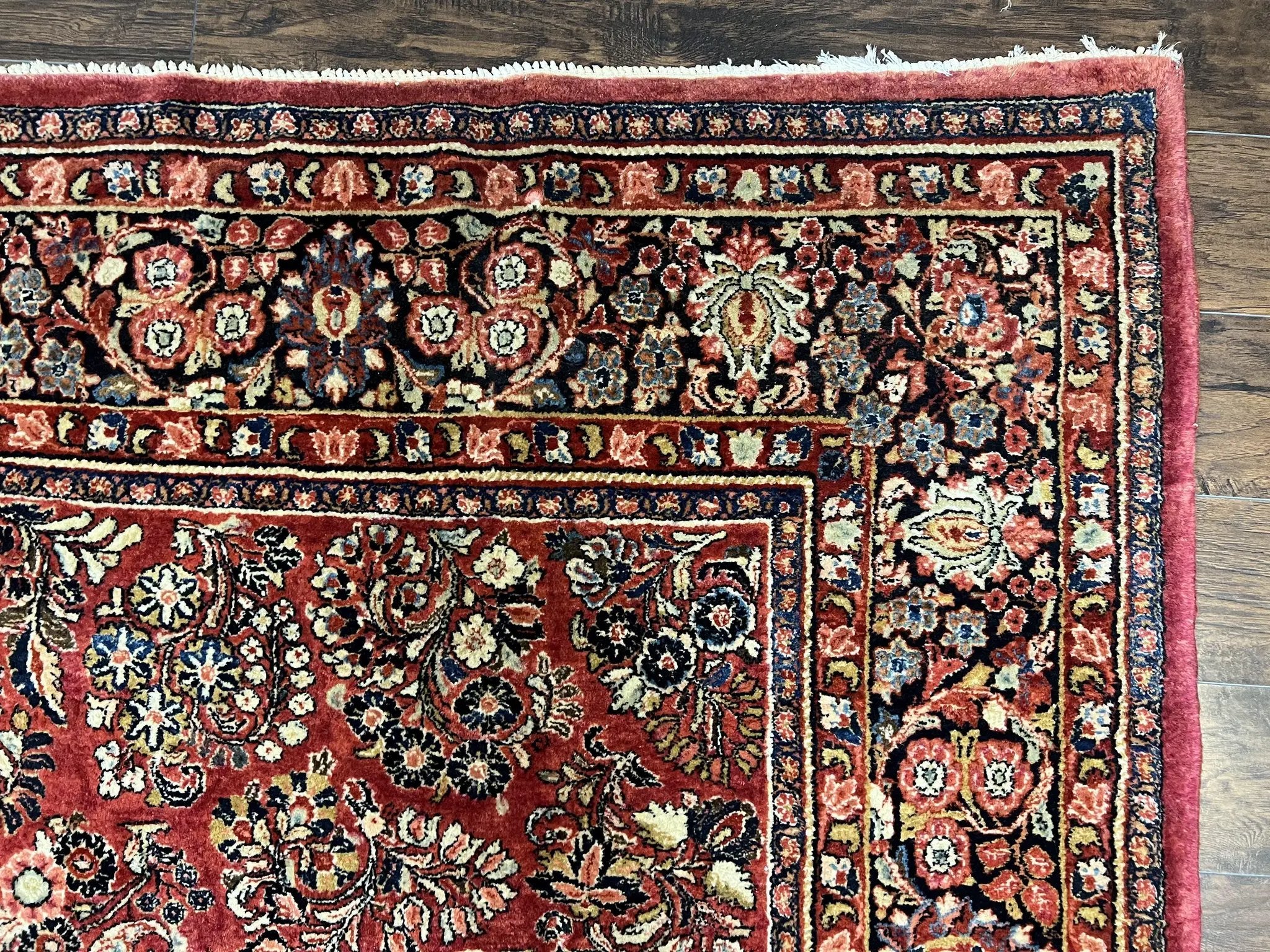 1920s Persian Sarouk Rug 9x12, Red Persian Carpet, High Quality Persian Rug, Allover Floral Pattern, Antique Oriental Rug, Wool Handmade Room Sized by Jewel Rugs