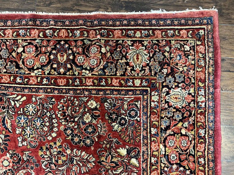 1920s Persian Sarouk Rug 9x12, Red Persian Carpet, High Quality Persian Rug, Allover Floral Pattern, Antique Oriental Rug, Wool Handmade Room Sized by Jewel Rugs