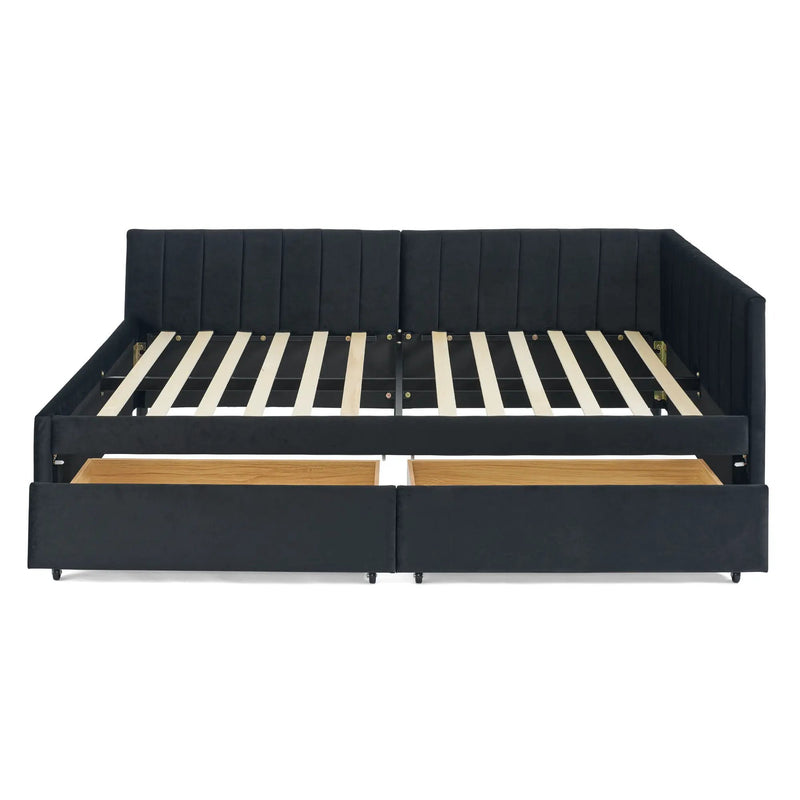 Upholstered Tufted Daybed Frame With Storage Drawers by HouseOfZazla