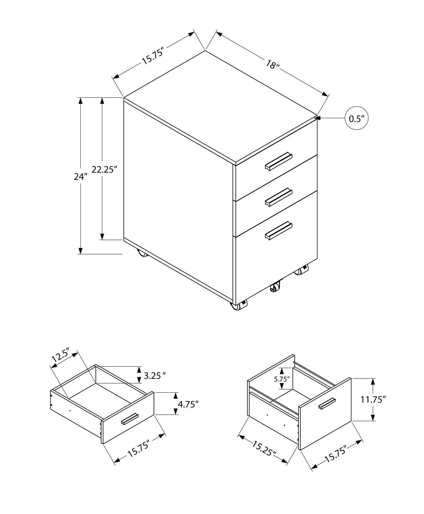 File Cabinet, Rolling Mobile, Storage Drawers, Printer Stand, Office, Work, Contemporary, Modern by Unique Piece Furniture