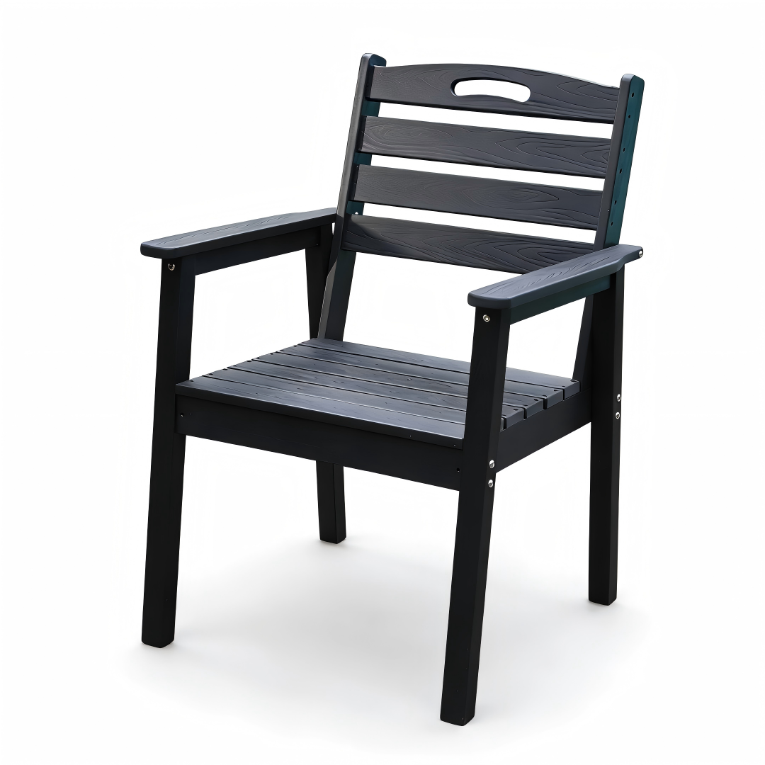HDPE Outdoor Terrace Dining Chair Set of 2 - Black by HouseOfZazla