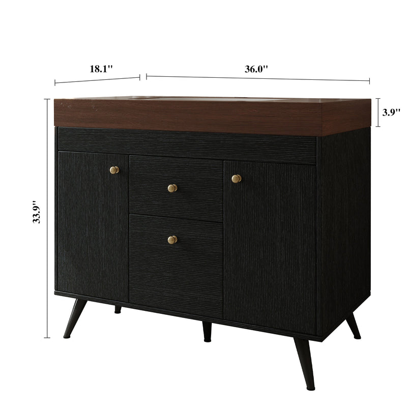 36" Modern Freestanding Bathroom Vanity with Sintered Stone Top, Ceramic Sink & Smart Storage by HouseOfZazla