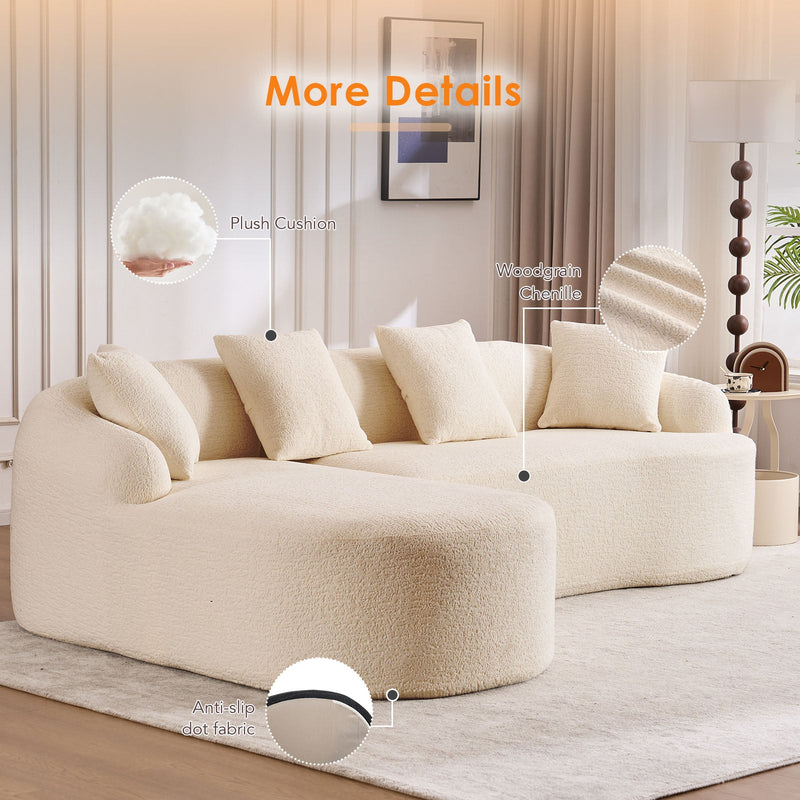Boneless L-Shape Sectional Sofa with Curved Chaise, photo 6 of 7