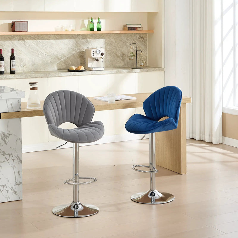 Bar Stools Set of 2 - Adjustable Barstools with Back and Footrest by HouseOfZazla