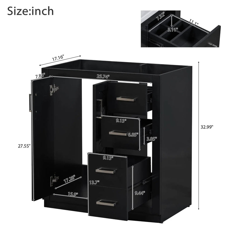 Bathroom Vanity With Sink, Storage Cabinet, Freestanding Set With 3 Drawers & Soft Closing Doors by Unique Piece Furniture