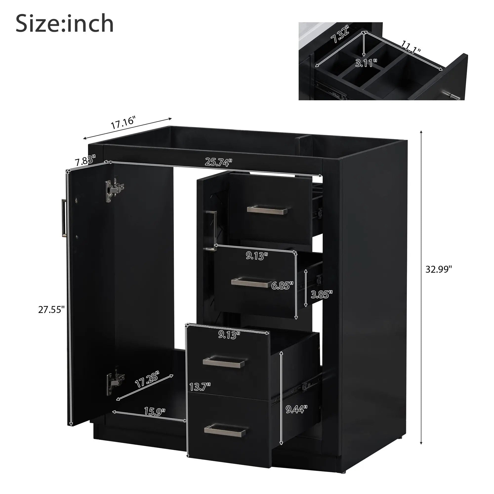 Bathroom Vanity With Sink, Storage Cabinet, Freestanding Set With 3 Drawers & Soft Closing Doors by HouseOfZazla