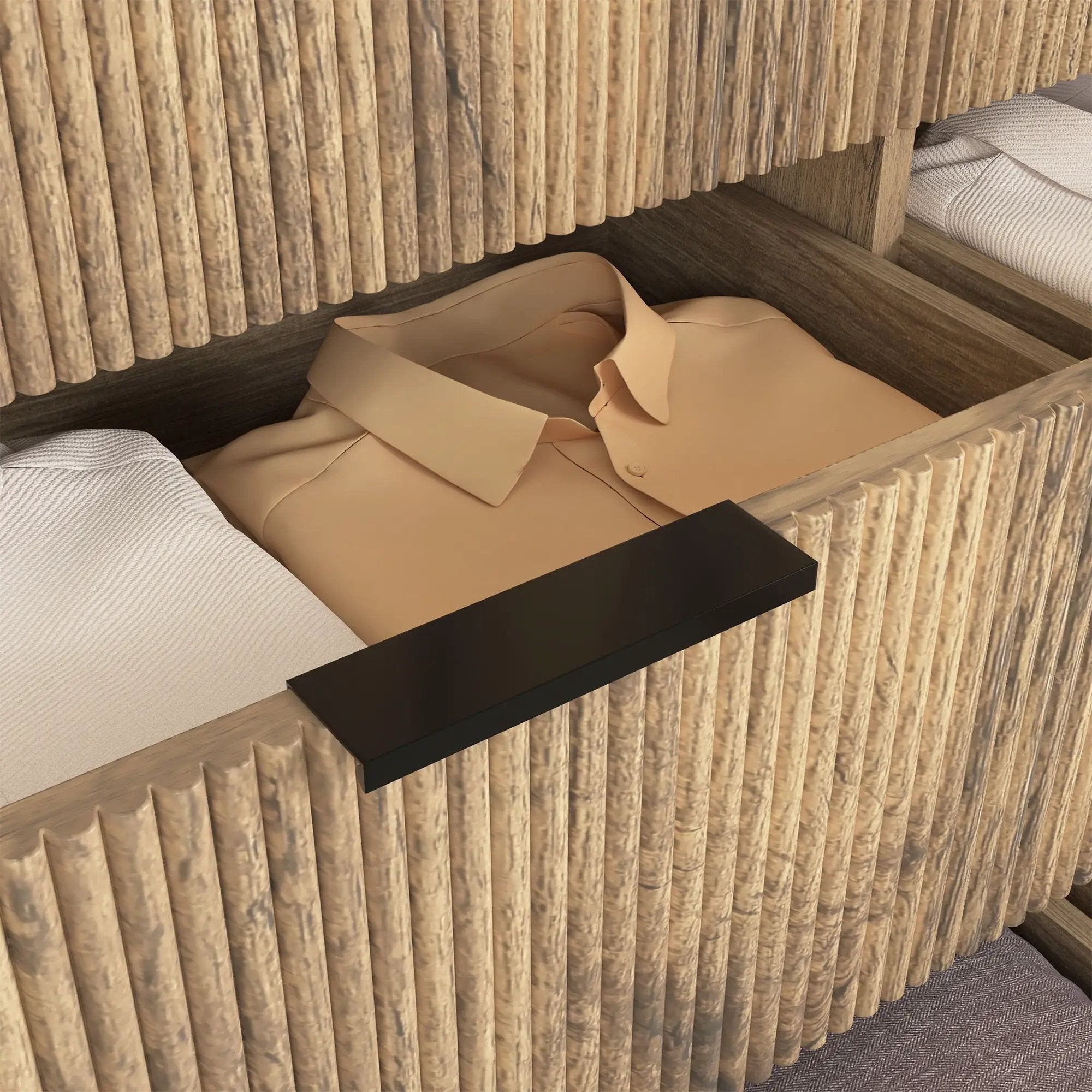 Modern 6 Drawer Cabinet With Metal Rounded Corners And Exquisite Handles Multi Functional Storage - Natural Wood by HouseOfZazla