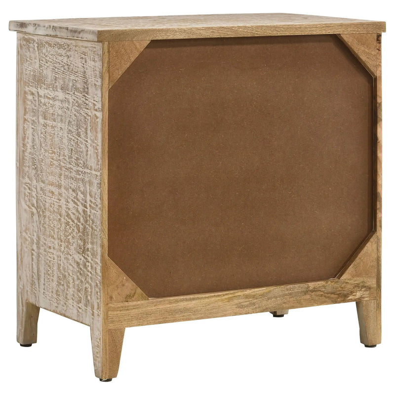 Mariska 3-drawer Wood Mandala Cabinet Distressed White by Unique Piece Furniture