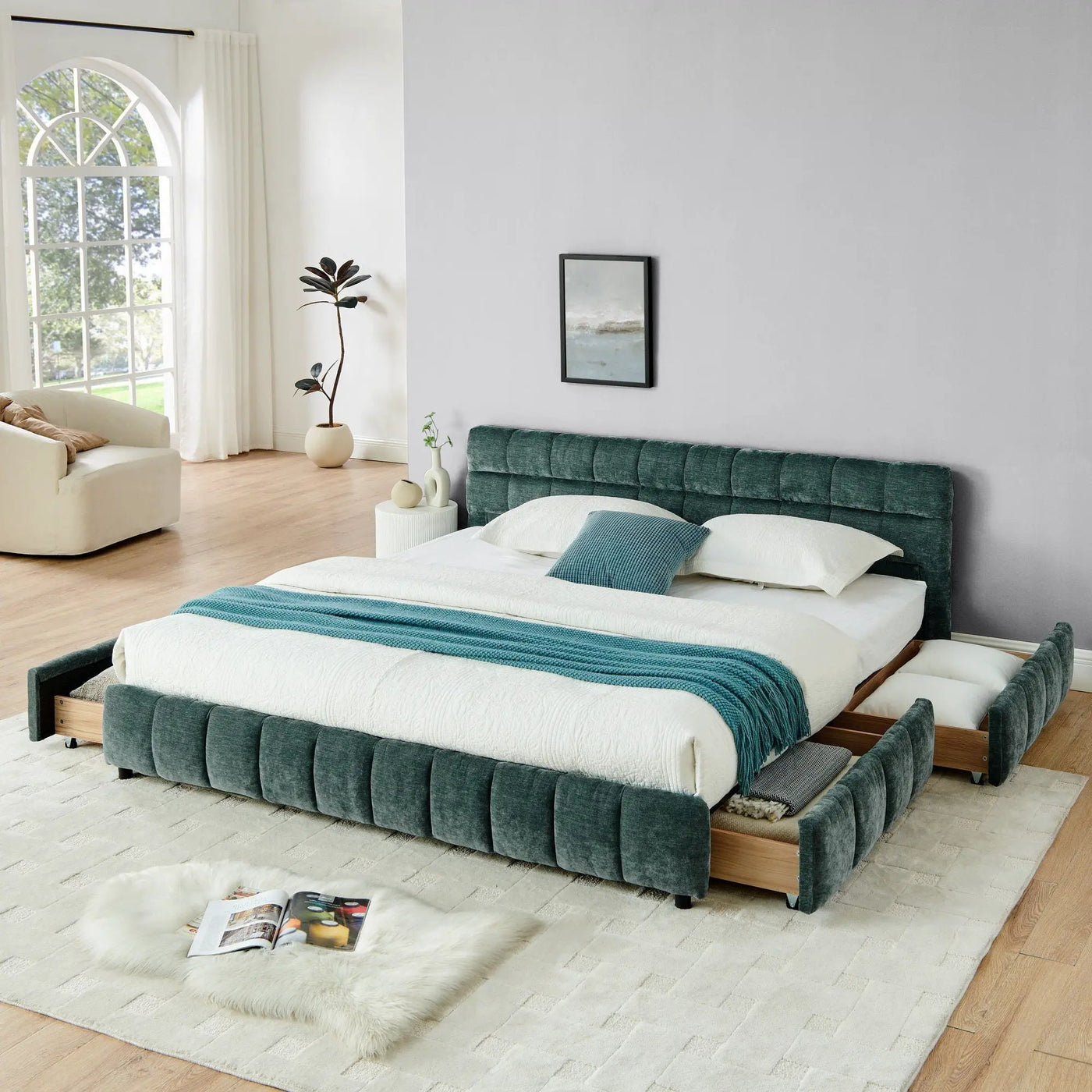 Modern Platform Bed Frame With Thick Fabric by HouseOfZazla